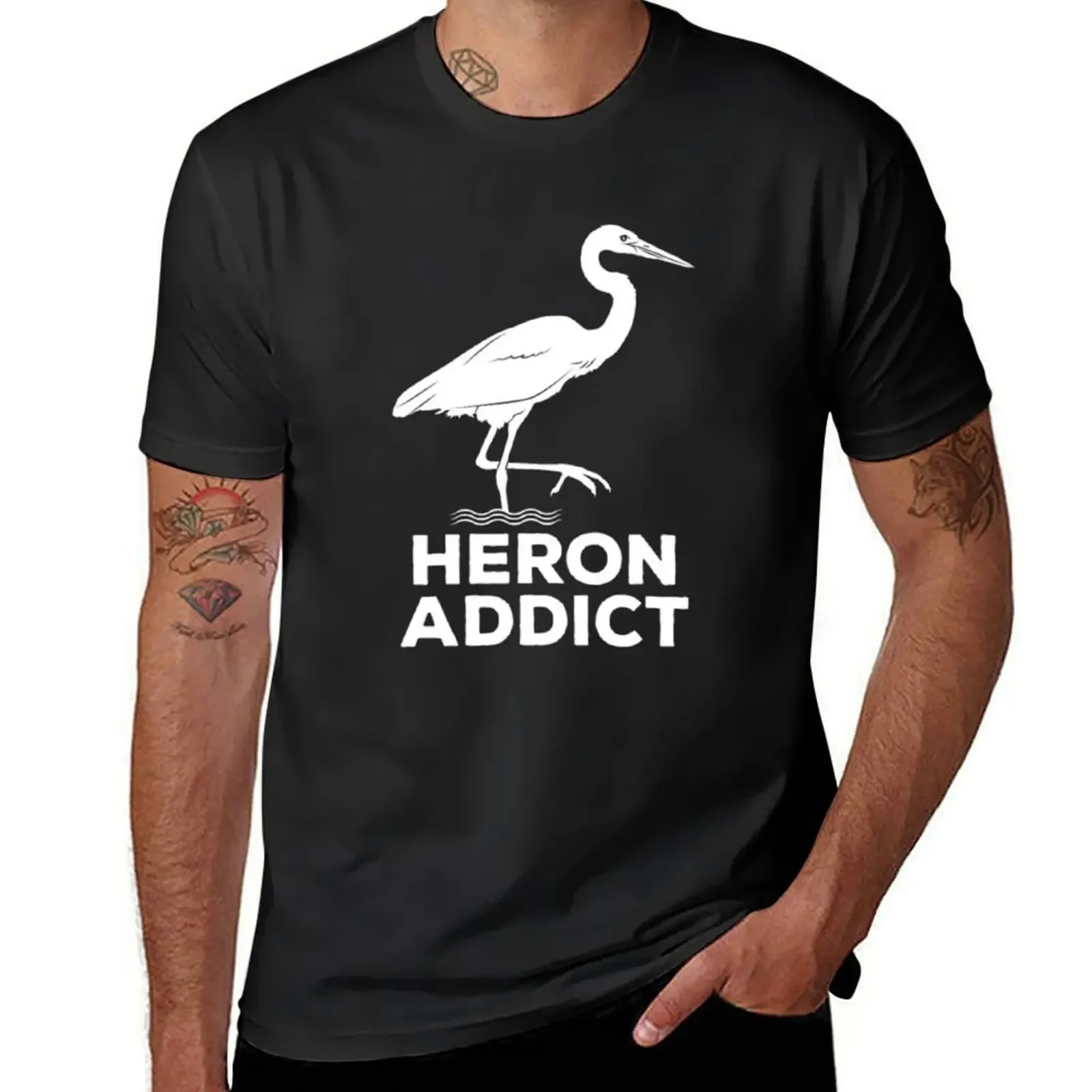 Heron Addict Bird Watching T-Shirt vintage graphic tee oversized graphic tee boys animal print t shirts for men pack