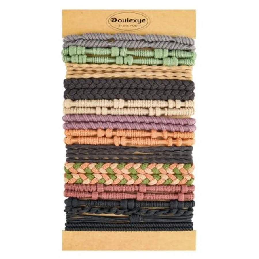 

Boho Hair Accessories for Women: 24PCS Hair Tie Bracelets, 6 Styles, 10 Colors, No Damage for Thick Hair