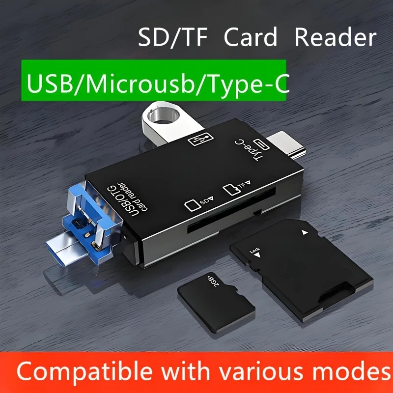 Czytnik kart OTG TF SD 6 w 1 Wielofunkcyjny adapter USB do pamięci flash do telefonu, komputera, aparatu i laptopa