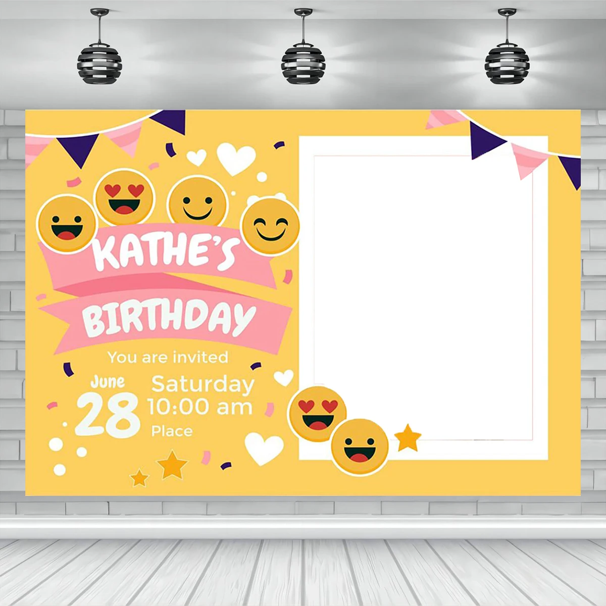 

Happy Birthday Celebration Backdrop Name Photo Date Customiz Photography Cake Table Decoration Family Party Banner Background