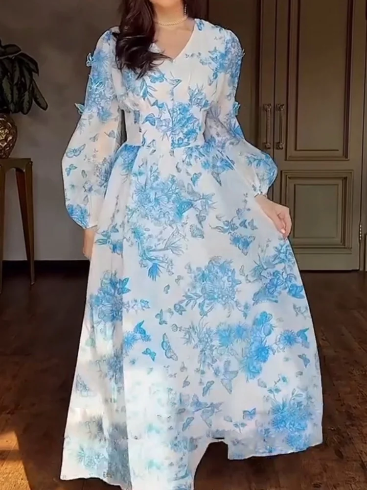 Sister Star Damenkleider Großhandel Mode Hohe Taille Temperament Französisch Schlank Lange Big Swing Pendler Urlaubskleider