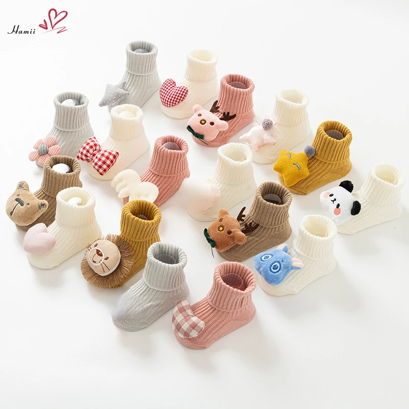 1 Pair Spring Autumn Baby Socks Cute Cartoon Animal Boy Girl Rubber Anti Slip Socks Infant Newborn Soft Cotton Floor Sock Shoes