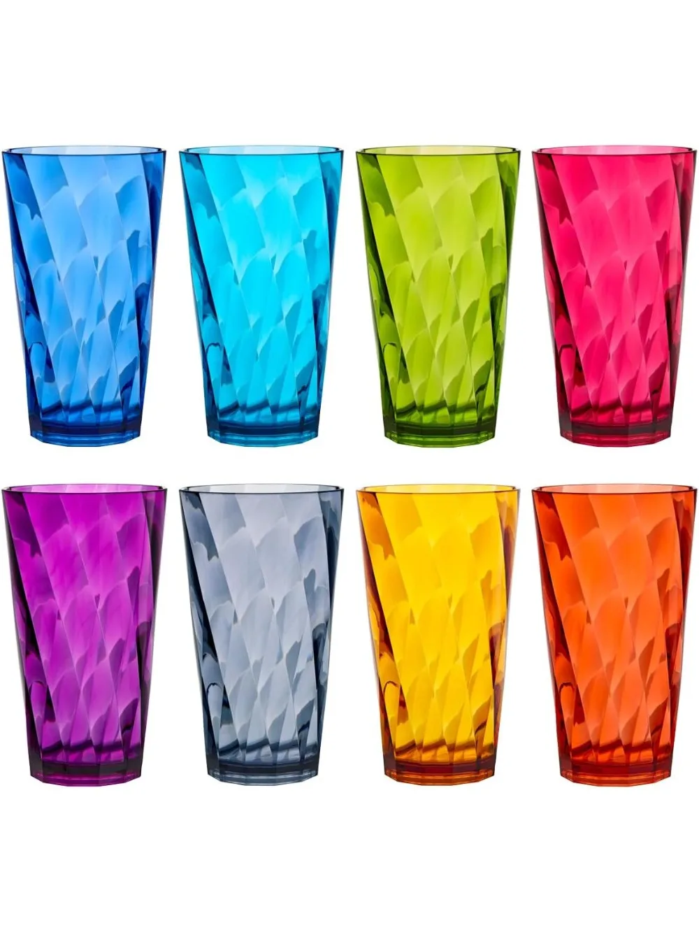 Juego de 8 vasos para beber acrílicos sin BPA, colores en tono joya de 20 oz, aptos para lavavajillas con estante superior