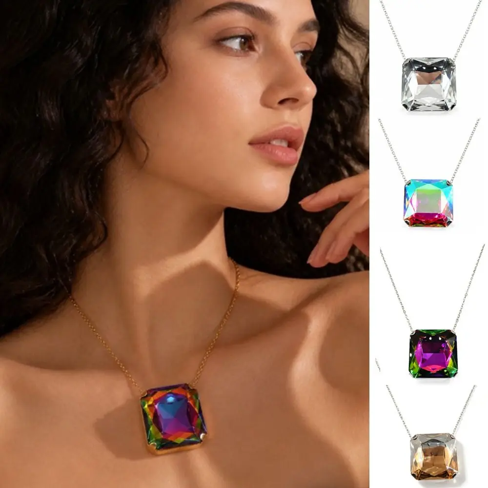 Creative Gift Square Shape Square Rhinestone Pendant Large Size Rhinestone Crystal Vintage Wedding Exaggerated Giant Crystal
