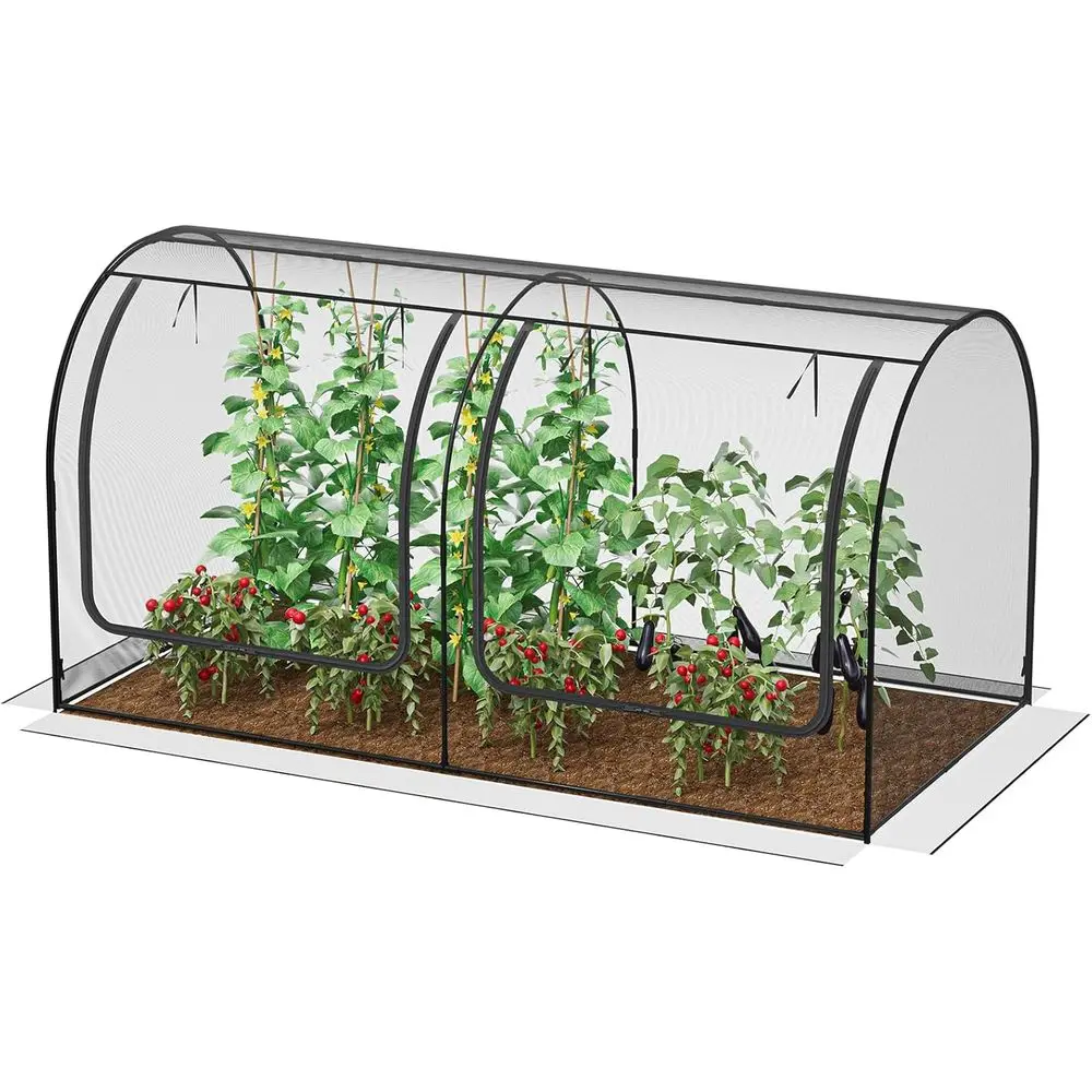 

98x49x49in Garden Plant Netting Mesh Cover or Raised Bed with Roll-up Zipper Door or Vegetables ruits, Large Tunnel Gardening Ne