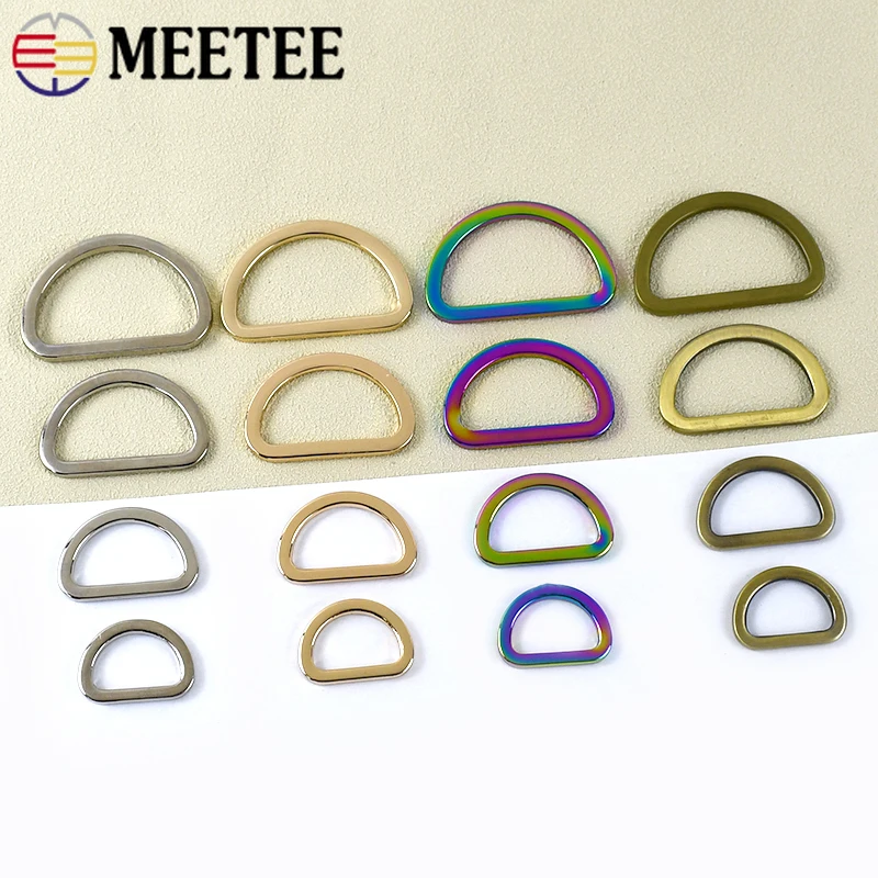 50Pcs Metal D Ring Buckles for Bag Strap Belt Loops Handbag Webbing Clasp Connector Leather Craft Hooks DIY Sewing Accessories