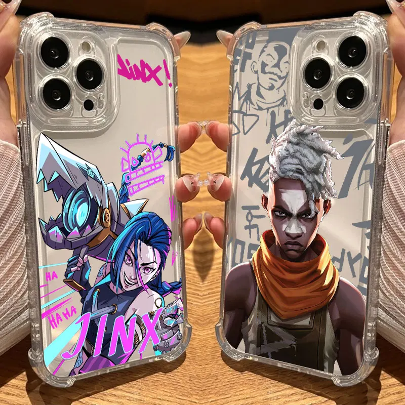 

Anime Game Arcane Jinxs Ekko Phone Case Clear For iPhone 17 16 14 15 11 12 13 Pro Max 16E 15 16 Plus 17Air Soft Shockproof Cover