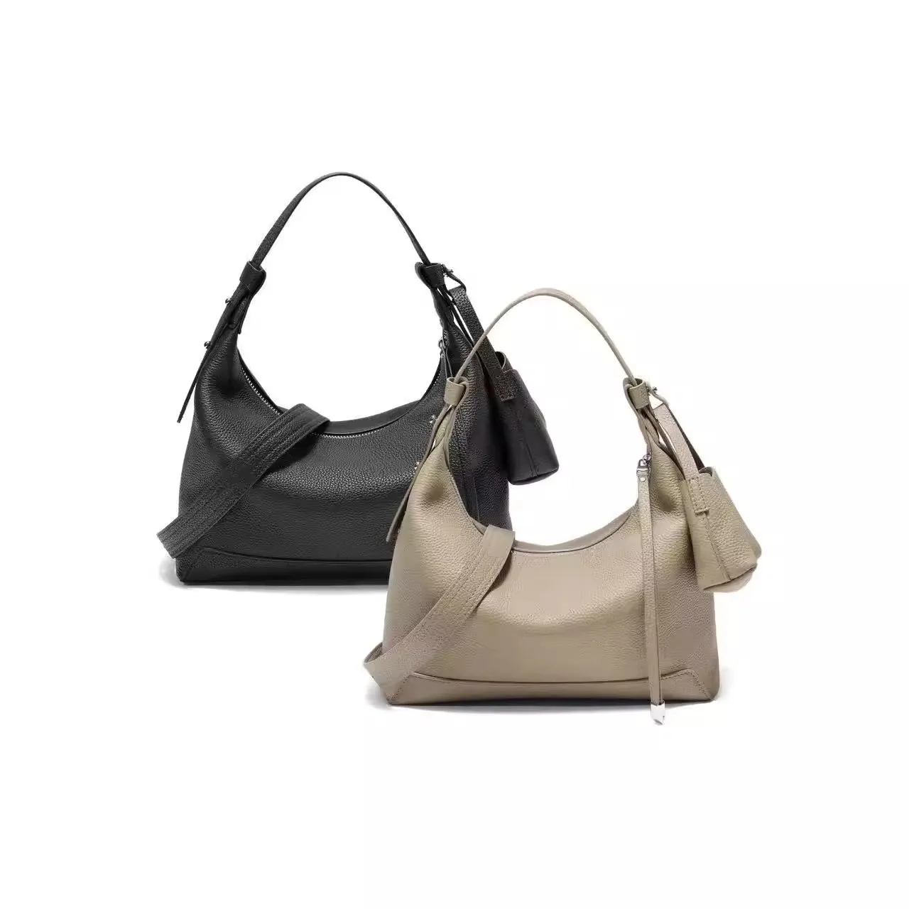 

2026 New Model Soft Leather Top-Layer Cowhide Shoulder Underarm Bag with Unique Design, Genuine Leather Dumpling Bag, Hobo Commuter Bag