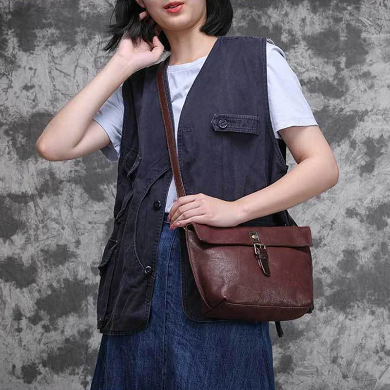 

Soft Retro Single Shoulder Bags Women Fashionable Versatile Genuine Leather Daily Elegant Ladies Vintage Cowhide Crossbody Bag