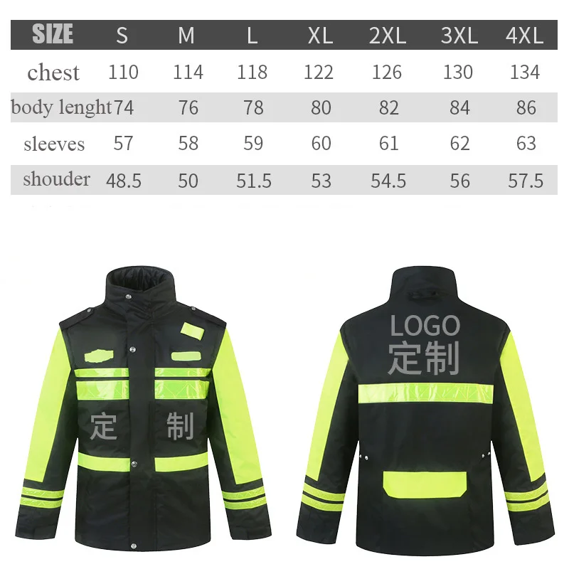 High Quality Mens Warm Coat Safety Reflective Thick Reflective Cotton Coat Windproof Outdoor Jacket