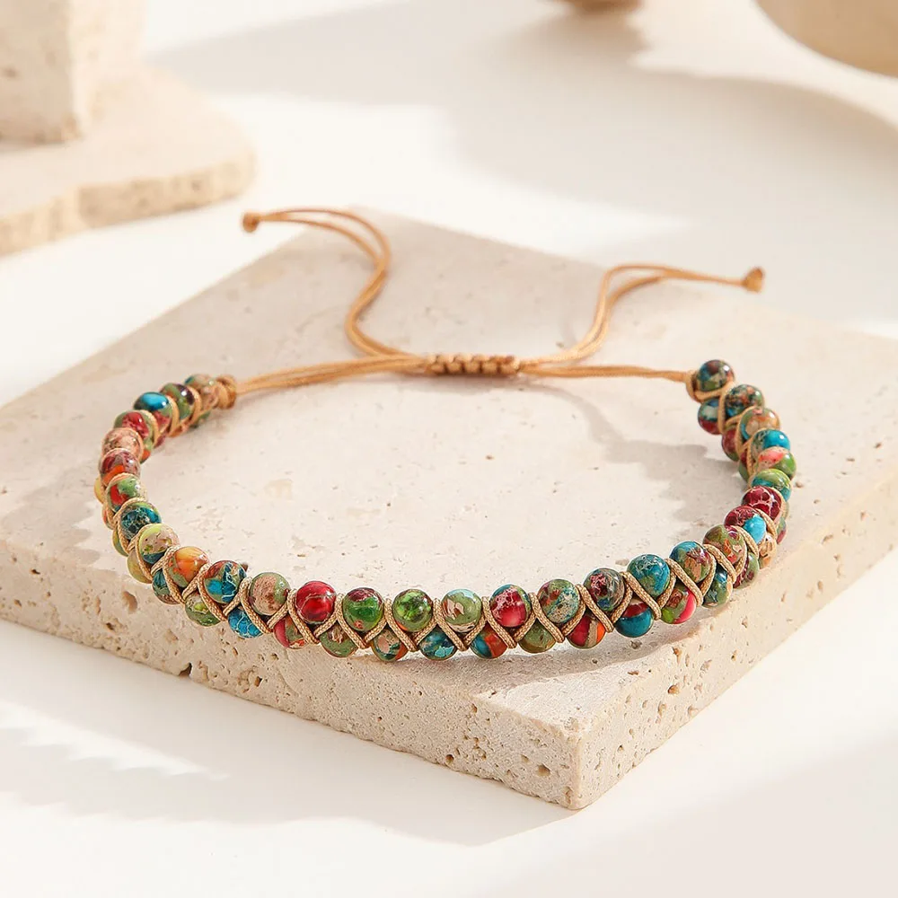 

1 шт. двухслойные браслеты из натурального камня, плетеный регулируемый браслет ручной работы для женщин и мужчин, очаровательные ювелирные изделия для йоги, подарки