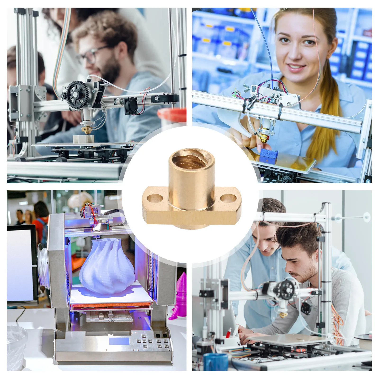 

6 шт. латунных трапециевидных гаек T8 для ходового винта 3D-принтера, высокое качество, долгий срок службы, прочная конструкция, шаг резьбы 8 мм