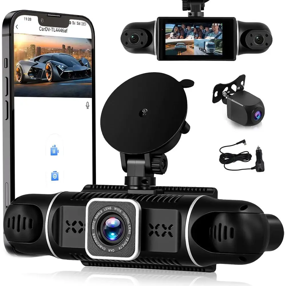 

4-канальный автомобильный видеорегистратор с передней камерой 2K и боковыми камерами 1080P, G-сенсором, ночным видением, циклической записью, круглосуточным мониторингом парковки