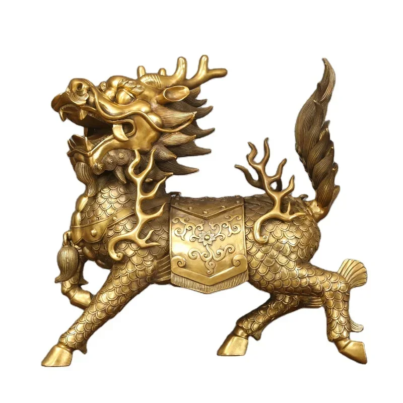 Chinese Traditional Fengshui Brass Kirin ornaments crafts living room office decorations