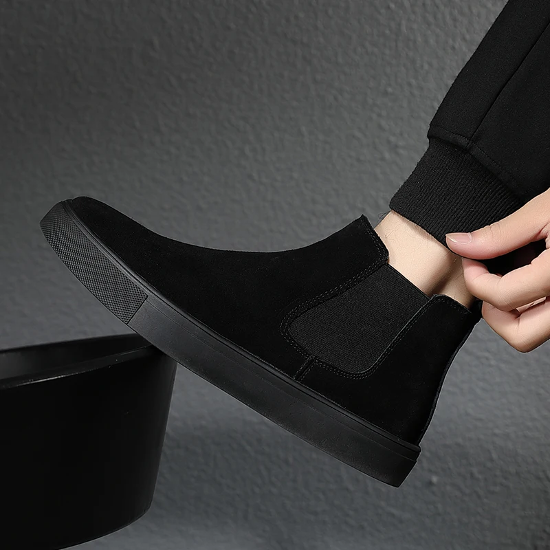 

large size men luxury fashion party banquet platform boots comfortable flat shoes young gentleman chelsea boot soft leather bota