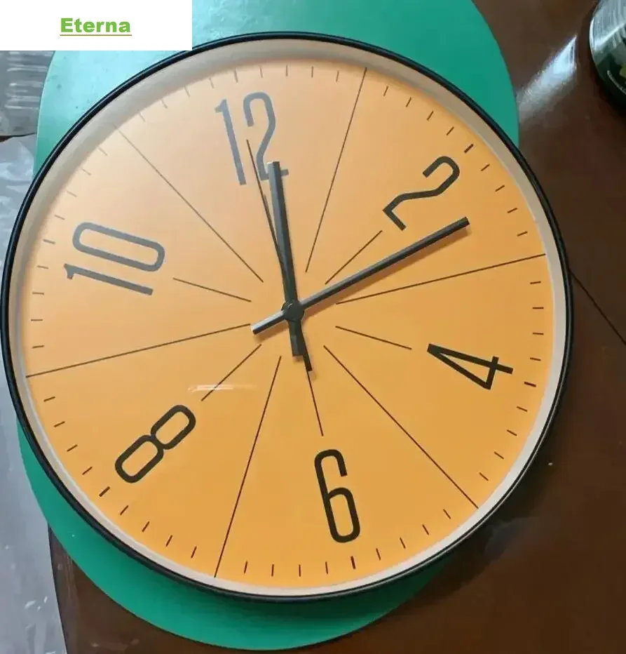 Atomic Analog Wall Clock Round Battery Operated Modern Auto Set for Office Classroom Bedroom Living Room