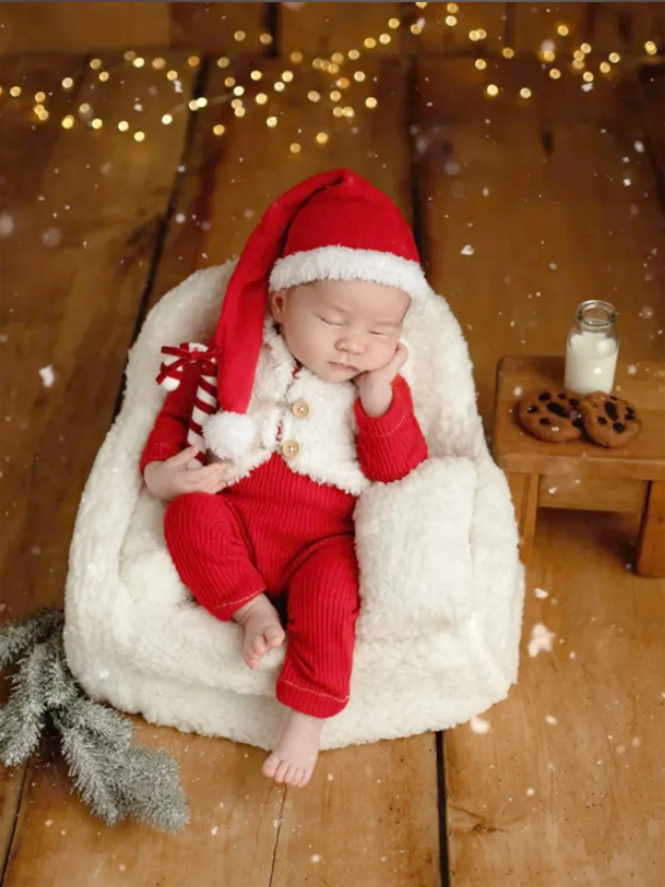 Newborn Photography Props Christmas Baby Santa Outfit 3pcs Set Infant Photo Shoot Costume Xmas Baby Shower Gift Clothes