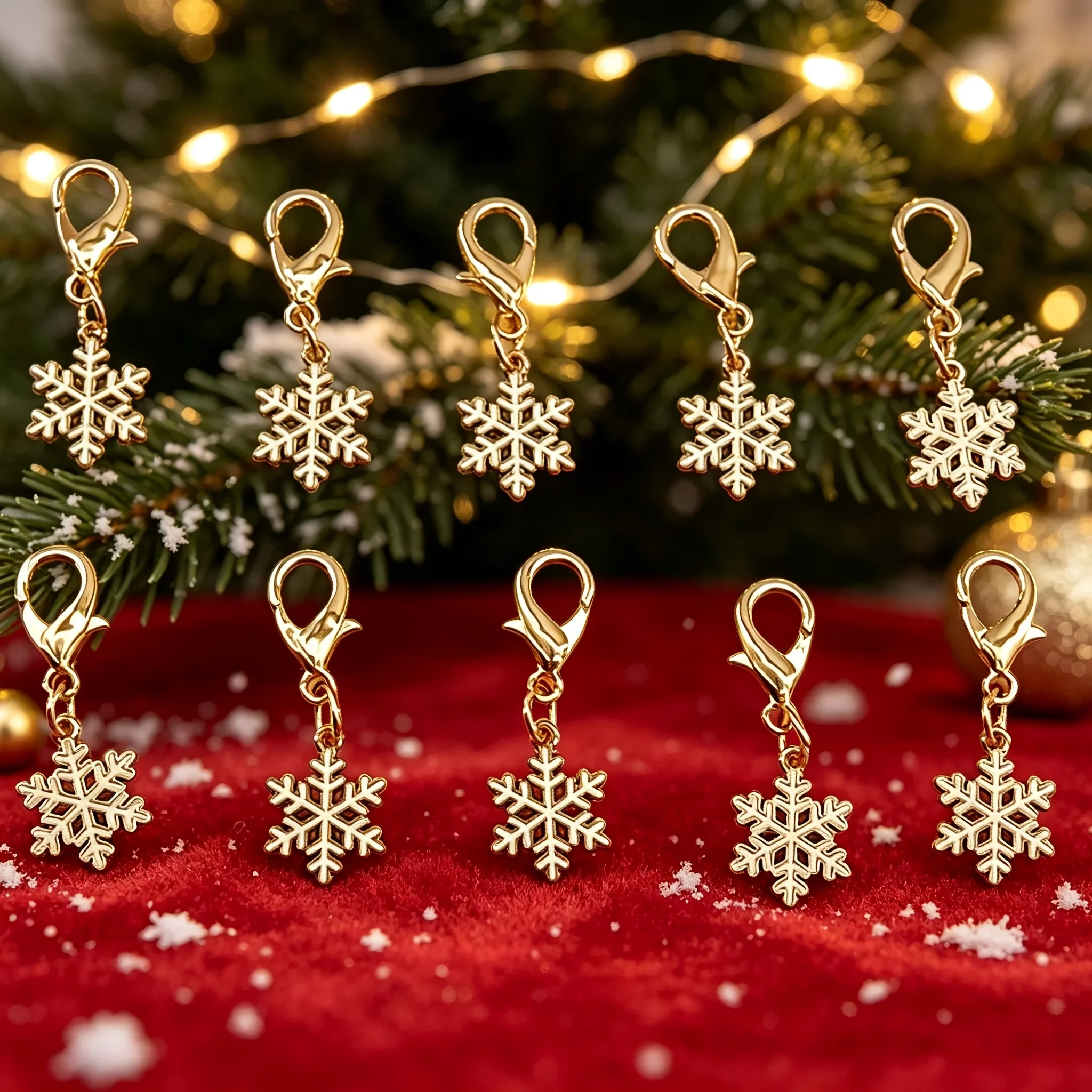 24pcs Christmas Oil Drop Snowflake Keychain Set,Suitable for Party Gift Keychains Women'S Bag Packaging Ornaments Christmas Gift
