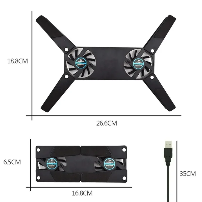 Radiador plegable giratorio para portátil, almohadilla de refrigeración para Notebook, Accesorios de ordenador, Mini portátil USB, soporte de doble ventilador