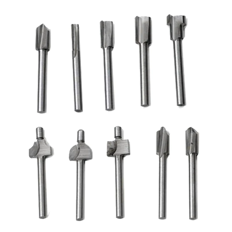 

10pcs 3mm 1/8 Shank HSS Milling Cutter Router Bits Rotary Tool Set for DIY Use