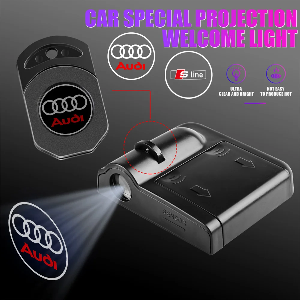 1Pcs Car Projector Lamp Car Door HD Wireless Welcome Light Decoration For Audi Sline A4 B7 B8 B9 A3 8P 8V 8L A5 A6 C6 C5 C7 A1