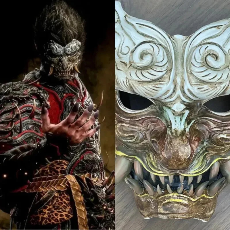 

2024 Game Black Myth: Wukong Mask Cool Periphery Mythology Blackening Monkey King Nuo Mask Religious Beast Teeth Mask Fans Gift