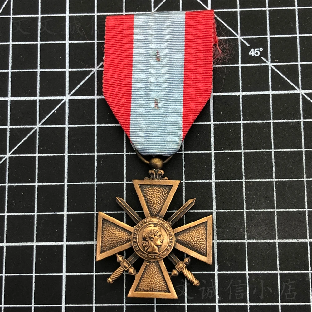 

French Cross Medal Copper with Ribbon Original