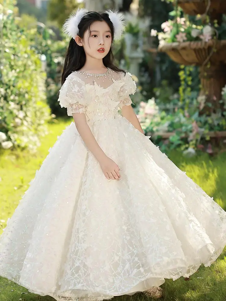 Children's dresses girls' light luxury niche high-end princess dresses flower girls' weddings little girls' performance costumes