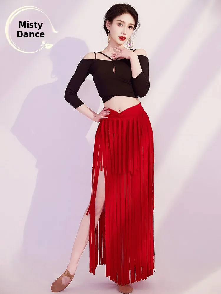 Traje de Danza del Vientre Estilo 2025, Top con Borlas y Falda, Disfraz para Práctica, Actuación y Espectáculo