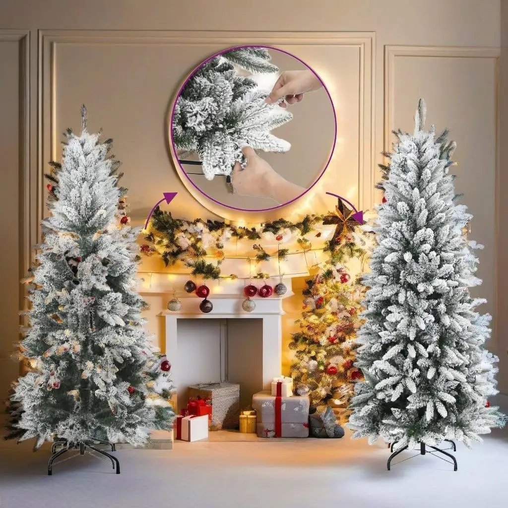 

Flocked Snow Christmas Tree 59.1 - Realistic PVC & PE Holiday Decor