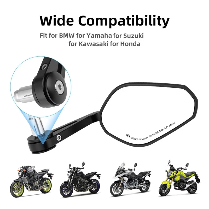 Motorcycle Handlebar End Mirror E-Mark 360° Rotatable Side Mirrors for 7/8inch / 22mm Handlebars For ATV For Z750 LTZ 400 Z1000