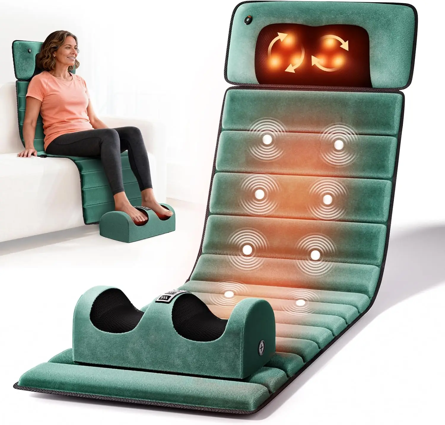 Heated Full Body Massage Pad Ten Motor Vibration Detachable Cushion