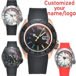 SKX007 Customized Logo 41.5mm Case Rainbow Dial Stainless Steel Case Sapphire Glass NH36 Automatic Movement Men's Watch