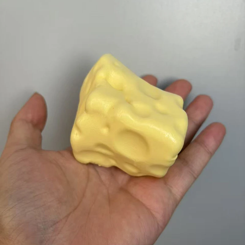 Simulated  Cheese Cube Stress Ball Cheese Shapeable Squeeze Ball Fidget Adult Toy Sensory Anti Stress Festival Gift image 5