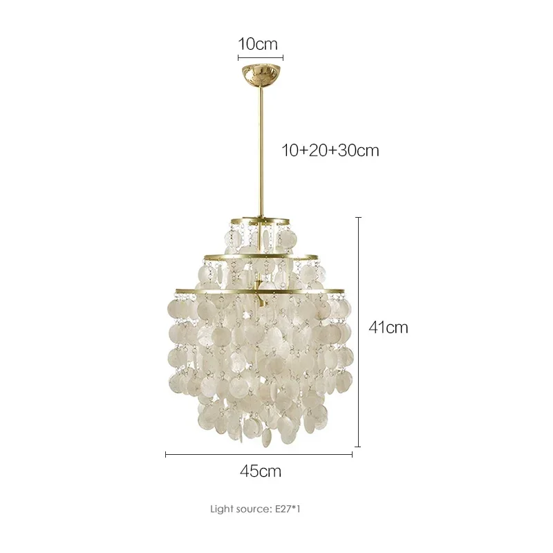 Franse romantische schelp hanger Italiaanse ontwerper melkolie stijl slaapkamer hanglamp luxe windgong restaurant hanglamp - afbeelding 1
