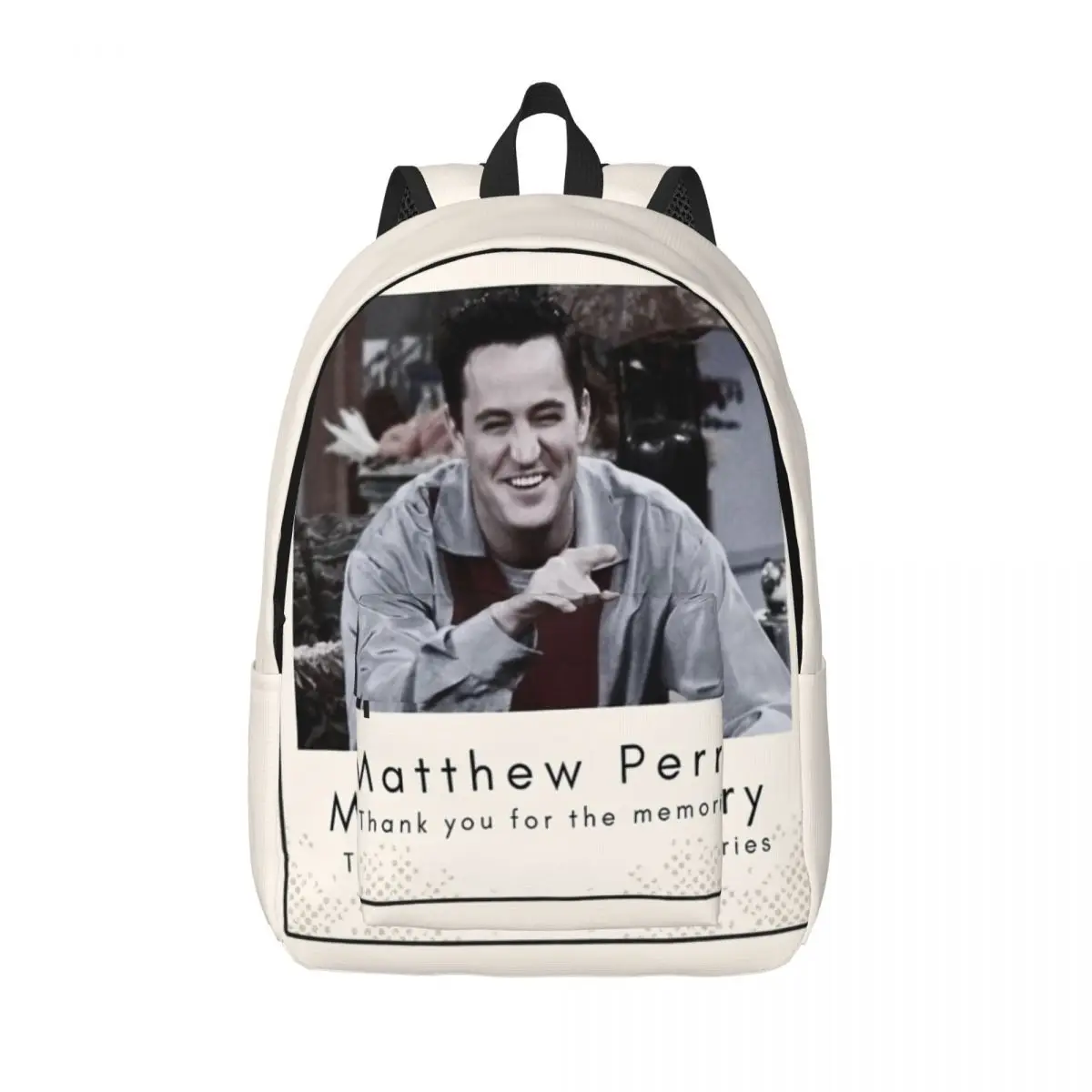 Matthew Perry Rip Backpack for Men Women Teenage High School Work Daypack Laptop Canvas Bags Lightweight