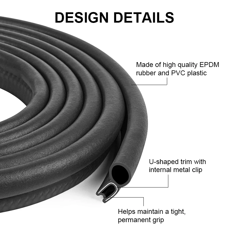 Car Door Edge Guard Protector Strips U Type Double-layers Sealing Strip Waterproof Soundproof Anti-collision Auto Door Seals