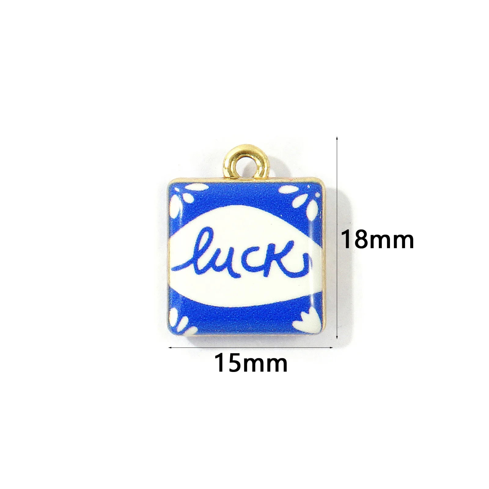5 Stück Zinklegierungs-Anhänger, vergoldet, beidseitig bedruckt, Herz-Schleife, „Je T'aime“, „Glück“, „Mama“, Anhänger für DIY-Halsketten, Großhandel – Detail 5