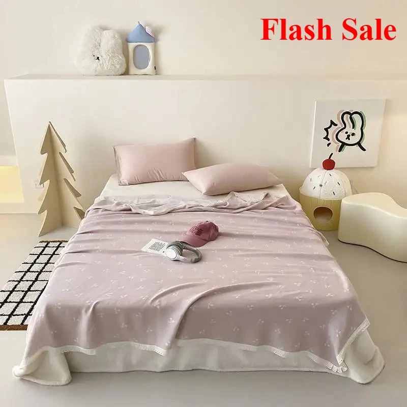 

2025 popular lace tencel cotton colored woven jacquard cold blanket 150x200cm single product blanket silky