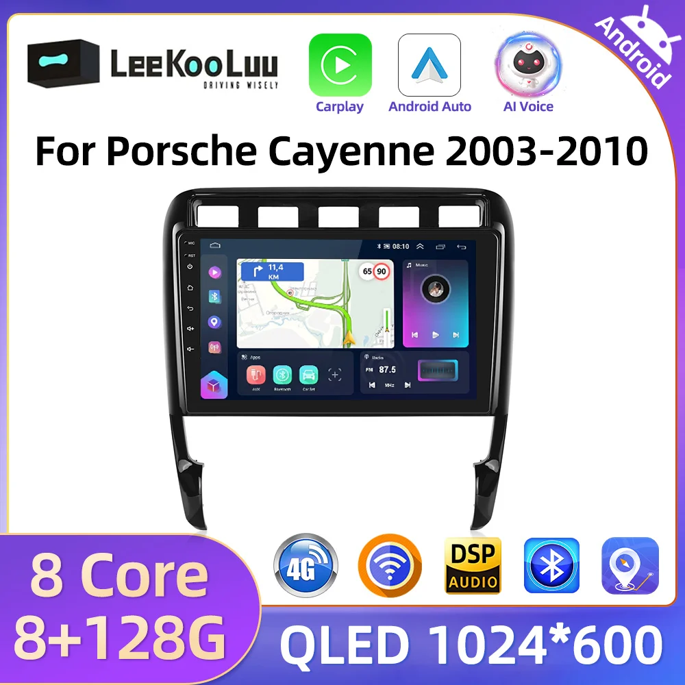 LeeKooLuu 8G+128G Wireless Carplay Android Auto Radio For Porsche Cayenne 2003-2010 GPS Car Multimedia Player 2Din AutoRadio 4G