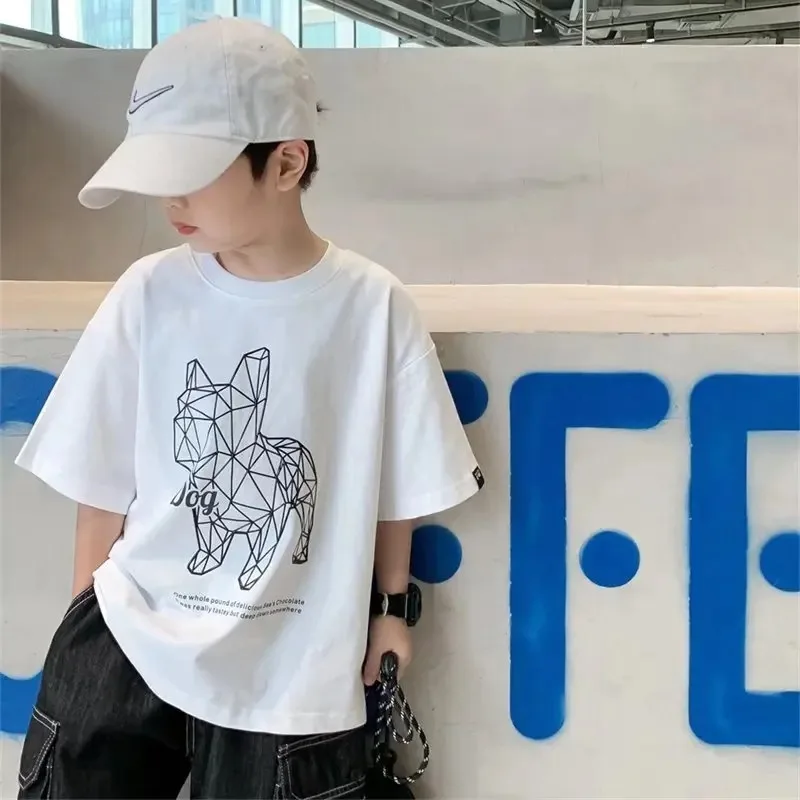 Summer Children's T-shirt Round Neck New Temperament Short sleeve Sleeve Simple Trend All-match Korean Style Children's Clothing