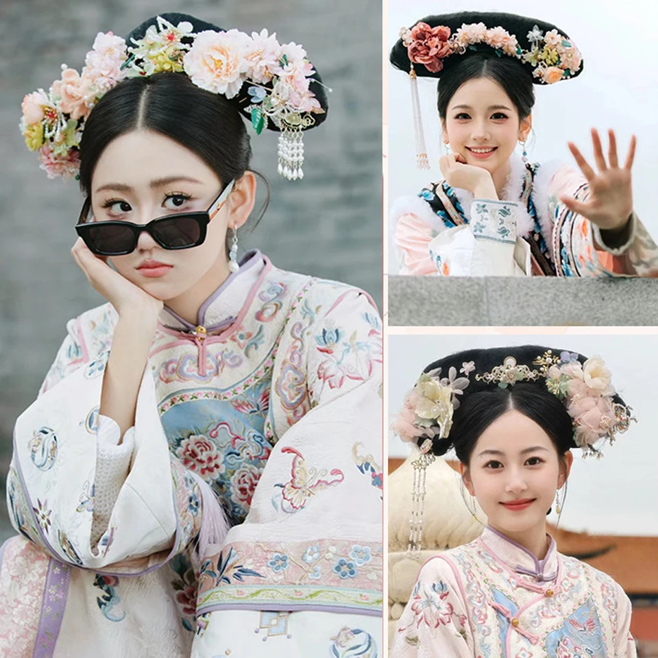 Chinese Qing Dynasty Qitou Hairstyle For Women Princess Cosplay Headwear Ancient Photography Hair