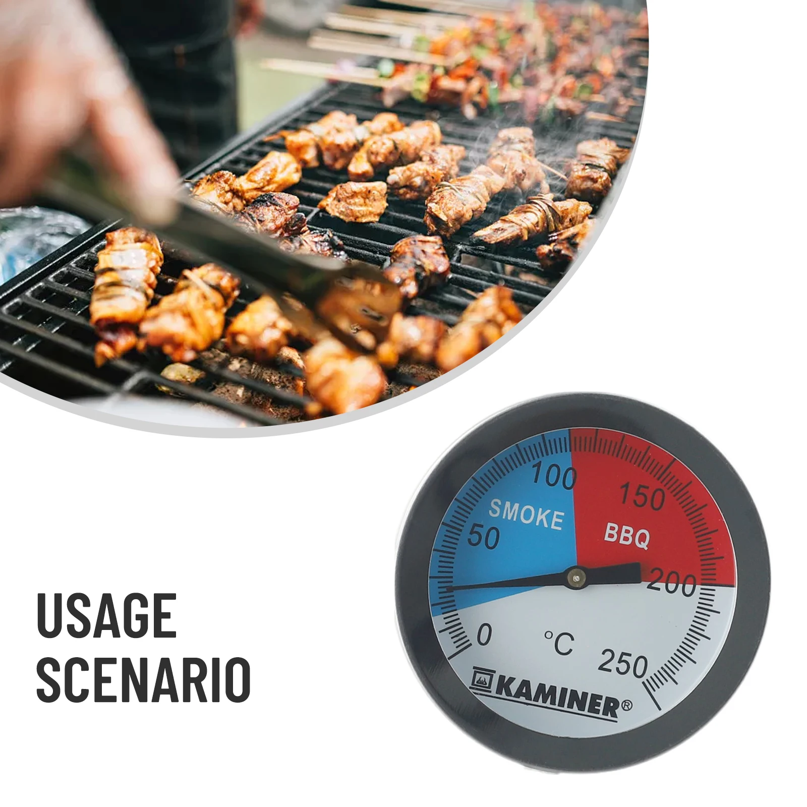 BBQ Grill Thermometer Edelstahl Analog Gasgrill Smoker-Grill Temperaturanzeige 0-250 ℃ Ofen-Temperaturanzeige, Küchenutensilien