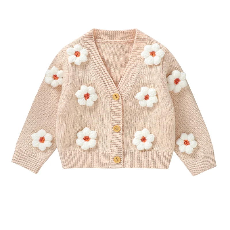 Toddler Baby Girl Sweater Floral Cardigan Knit Long Sleeve Coat Cute Fall Winter Outfits Clothes Infant Newborn