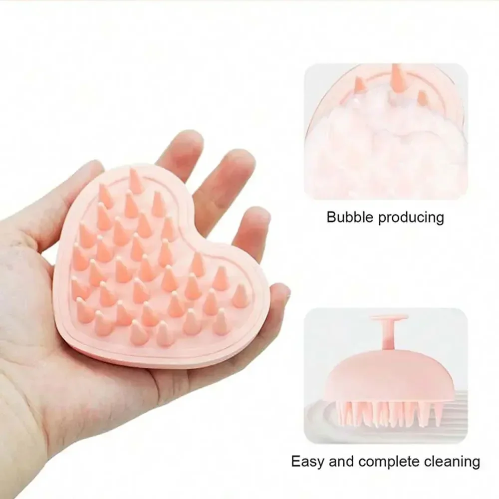 1 قطعة غسل العناية بالنظيفة جذر الشعر أدوات الاستحمام على شكل قلب سيليكون فروة الرأس مدلك الشامبو فرشاة فرشاة ناعمة