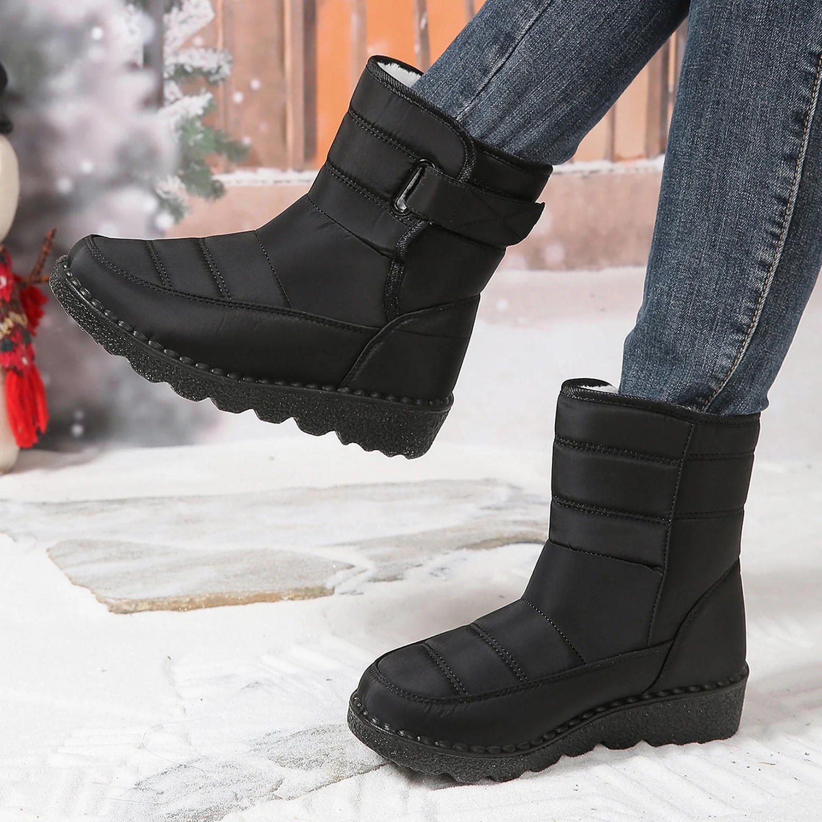 

Waterproof Snow Boots for Women Non-slip Warm Winter Shoes Woman Thicken Plush Platform Ankle Boots Cotton Padded Shoes 2025