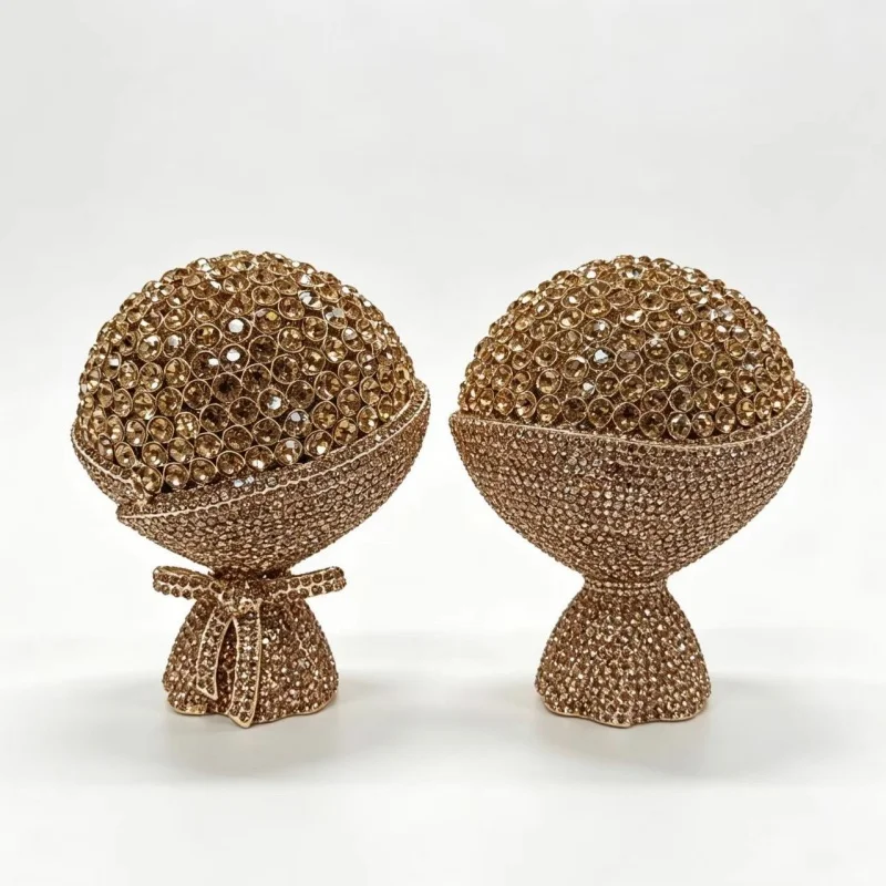 Noble Bouquet Shaped Rhinestones Clutch Bag Unique Design Floral Pattern Banquet Bag Luxury Glitter Wedding Bridesmaid Purses
