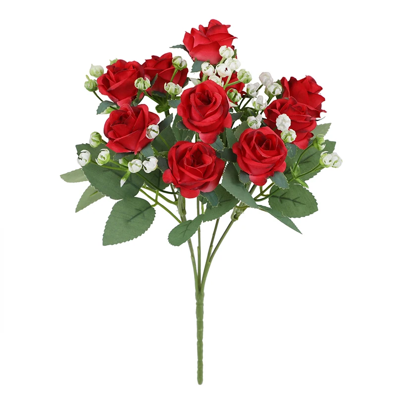 5 branches Roses Artificial Flowers Rose Flower Branch Artificial Red Roses Realistic Fake Rose for Wedding Home Decoration