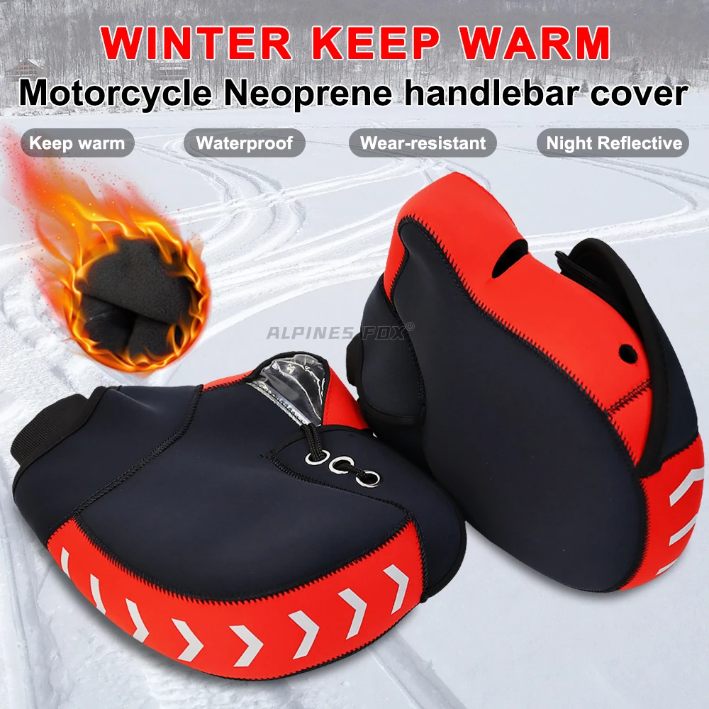 

Winter Warm Motorbike Scooter Handlebar Grip Muffs Waterproof Windproof Motorcycle Hand Handlebar Gloves With Reflective Strip