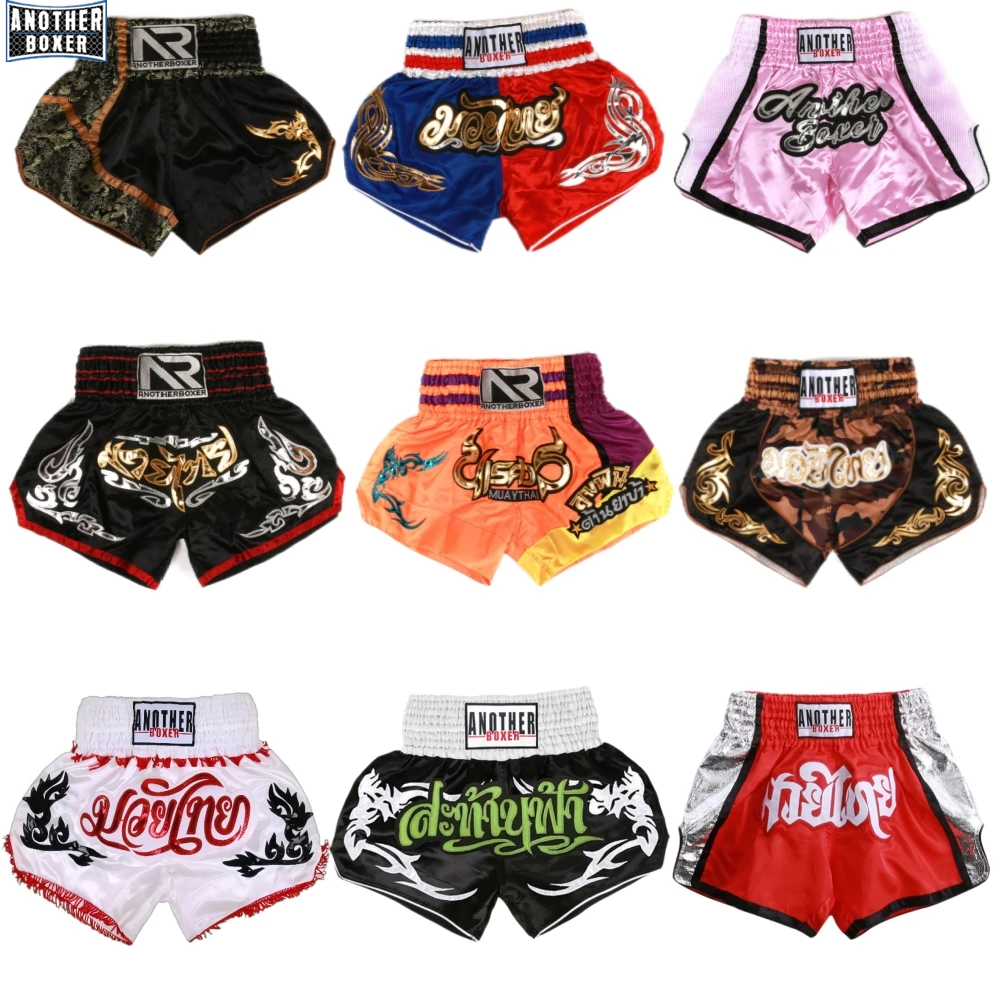 Muay Thai Shorts Bow Ribbon Fight Kickboxing Shorts Men Women Kids Boxing Shorts Embroidery Sparring BJJ MMA Training Pants Pink